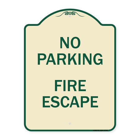 Signmission No Parking Fire Escape Heavy-Gauge Aluminum Architectural Sign, 24" x 18", TG-1824-23743 A-DES-TG-1824-23743